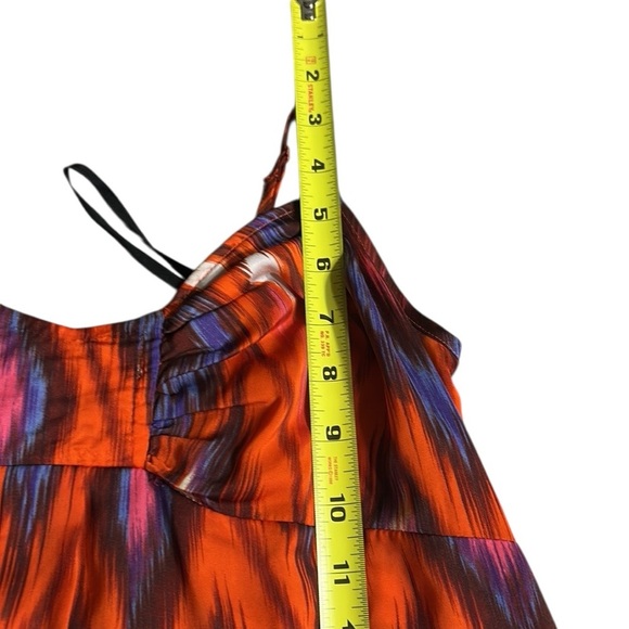 BEBE   Halter maxi dress, lace accent,tribal,aztec,multicolored,adj straps,EC - Picture 9 of 13